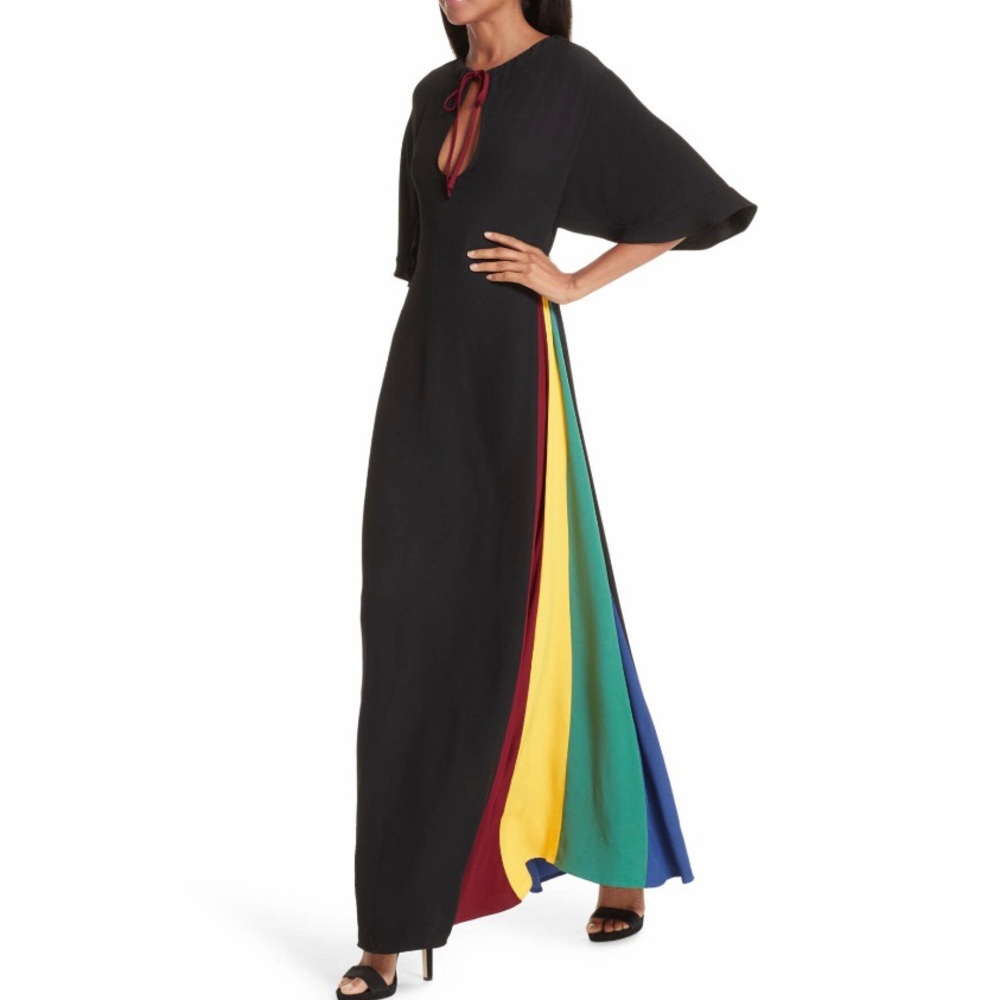 STAUD Victorian Rainbow Godet Dress